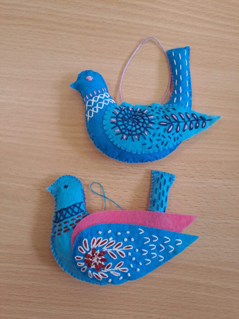 Felt embroidery birds Workshop